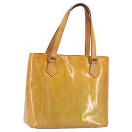 LOUIS VUITTON Monogram Vernis Houston Hand Bag Beige M91004 LV