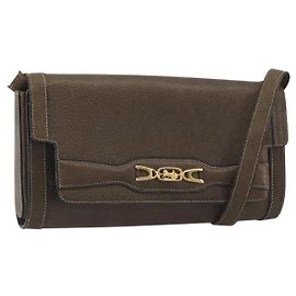 Céline CELINE Schultertasche Leder Braun Gold