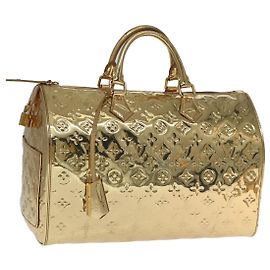 LOUIS VUITTON Monogram Miroir Speedy 35 Bolsa de Mão Gold M95785 LV