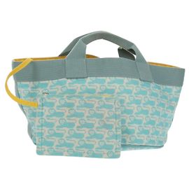 Hermès HERMES Animo Pixel GM Hand Bag Canvas Light Blue Silver