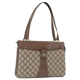 GUCCI GG Supreme Shoulder Bag PVC Beige Gold