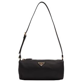 Prada Sac à épaule pochette en nylon avec logo triangle Noir