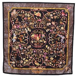 Hermès HERMES Carre 90 Scarf Silk  PiERRES d' ORiENT et d' OCCiDENT Black