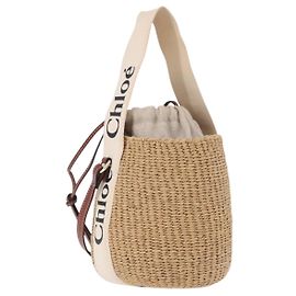 Chloé Chloe Woody Small Basket Shoulder Bag Raffia Beige