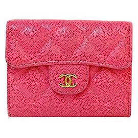Chanel Kartenetui aus rosa Kaviarleder