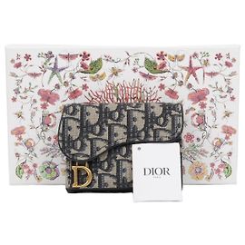 Dior Tarjetero acordeón Saddle en jacquard Oblique Azul