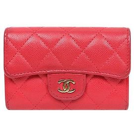 Chanel Portacarte in pelle caviar rossa