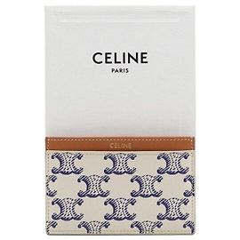 Céline Tarjetero de lona Triomphe azul