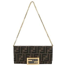 Fendi FF Fabric Baguette Long Wallet Brown