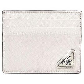 Prada Tarjetero de cuero Saffiano blanco