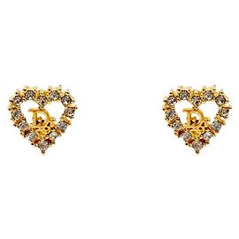 Dior Cubic Heart Oblique Gold Ohrringe