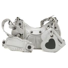 Balenciaga Borsa a spalla e crossbody LE CAGOLE XS in pelle bianca