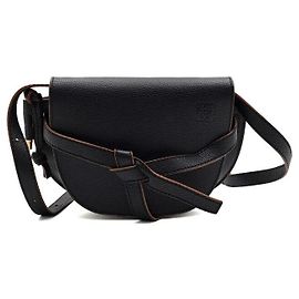 Loewe Mini Gate Schultertasche und Crossbody-Bag aus schwarzem Kalbsleder
