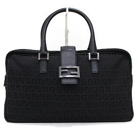 Fendi Mala Tote Porta-documentos Juka em Lona Preta
