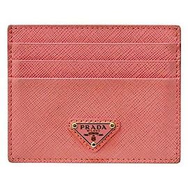 Prada Tarjetero de cuero Saffiano rosa