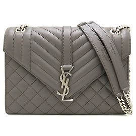 Borsa a tracolla in pelle grigia Yves Saint Laurent