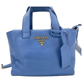 Prada Vitello Shoulder Bag in Blue