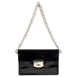Borsa a tracolla in pelle smaltata Prada