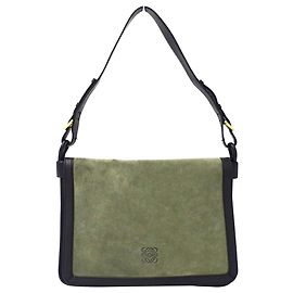 Bolso Loewe de gamuza Anagram negro y verde