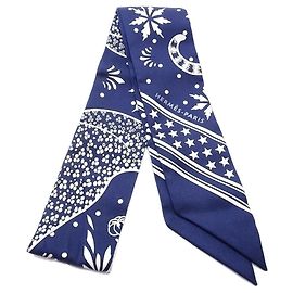 Hermès HERMES Twilly Les Leopards Bandana Silk Scarf