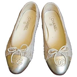 Chanel Tweed Cap-Toe Ballet Flats