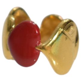 LOUIS VUITTON Sweet Monogram Ring Herz aus rotem Emaille und Gold LV Logo Größe S 52