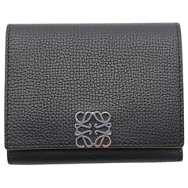 Portafoglio Tri-Fold in pelle nera Loewe