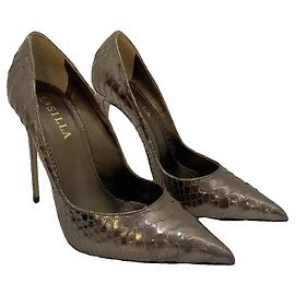 Le Silla Escarpins en cuir métallisé effet croco