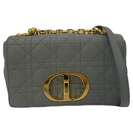 Borsa a tracolla Dior Caro in pelle grigia
