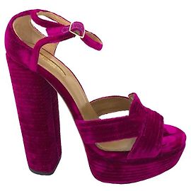 Aquazzura Sandali con platform in velluto fucsia