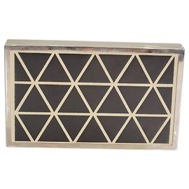 Borsa Minaudière rigida VICTORIA BECKHAM in ottone argentato con intarsio geometrico triangolare