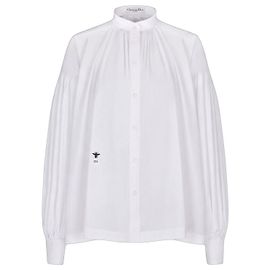 Christian Dior Blusa de algodón blanca con bordado de abeja