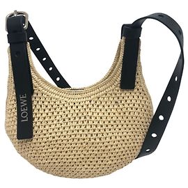 Loewe Punch Hole Hobo Mini Strohtasche