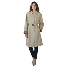 BURBERRY Gabardina con cinturón de gabardina de algodón London Honey Beige Made in England