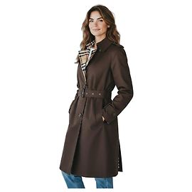 BURBERRY Trench Coat London de algodón marrón oscuro con forro desmontable 100% lana Nova Check