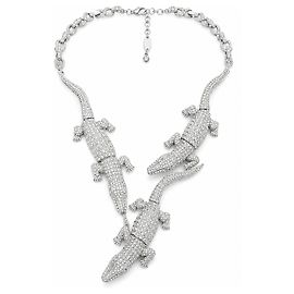 Autre Marque Collana Carlo Zini Milano Quattro Coccodrilli in Cristalli Swarovski