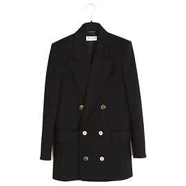 Saint Laurent 2020 Veste FR40 Black Wool Double Breasted Blazer Jacket UK12 US8