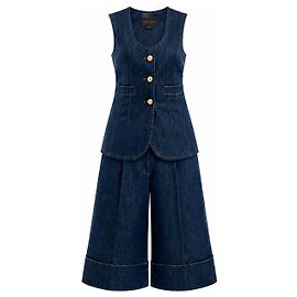 Louis Vuitton Resort 2013 Denim Weste & Culottes Set