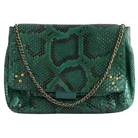 Jerome Dreyfuss Lulu Schultertasche aus grünem exotischem Leder