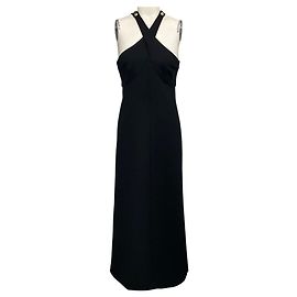 Autre Marque Rosetta Getty Black Ärmelloses Midi-Kleid mit Überkreuz-Ausschnitt