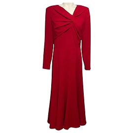 Roland Mouret Midi-Kleid aus leichtem Cady in Rot mit langen Ärmeln