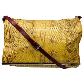 Fendi Vintage Schultertasche aus Schlangenleder Senfgelb / Kastanienrot
