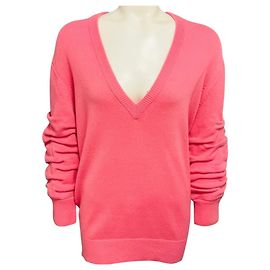 Jersey de cachemira Geranium Pink con mangas fruncidas Michael Kors Collection