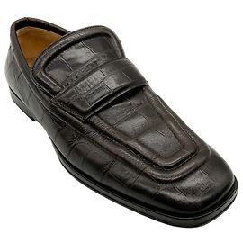 Bottega Veneta Loafer aus Leder mit Krokodilprägung in Braun