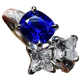 Anello Louis Vuitton in platino e zaffiro taglia 52