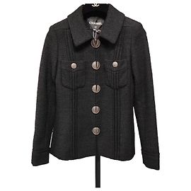 Chanel Jacke aus Wolle schwarz Größe 38