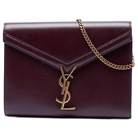 Red Saint Laurent Grain De Poudre Monogram Cassandra Chain Wallet Crossbody Bag