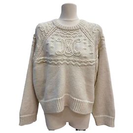 Céline Strickpullover aus Wolle weiß