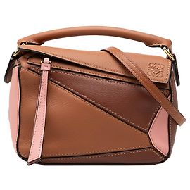 LOEWE Mini Puzzle Satchel aus tricolor Kalbsleder, braun