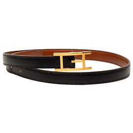 Black Hermès Box Calf Quentin Reversible Belt